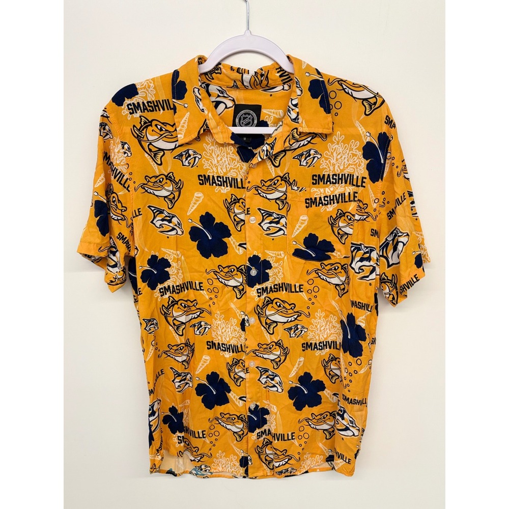 Nashville Predators NHL Button Down Men M Gold Smashville Shirt Retro  Tropical